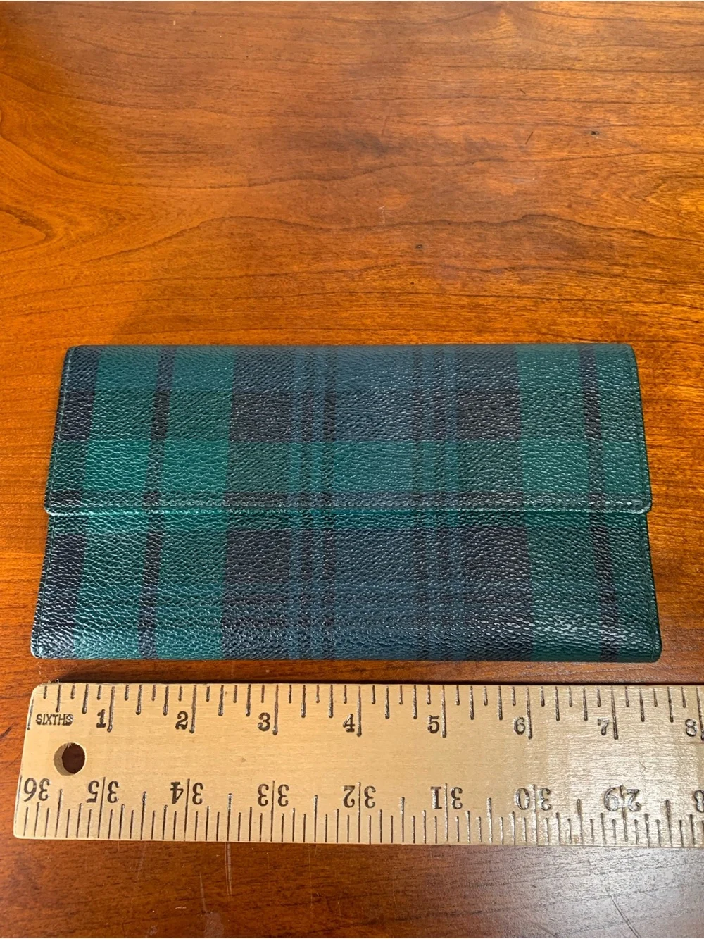 Polo by Ralph Lauren Brown Leather Card Holder with Green Trim